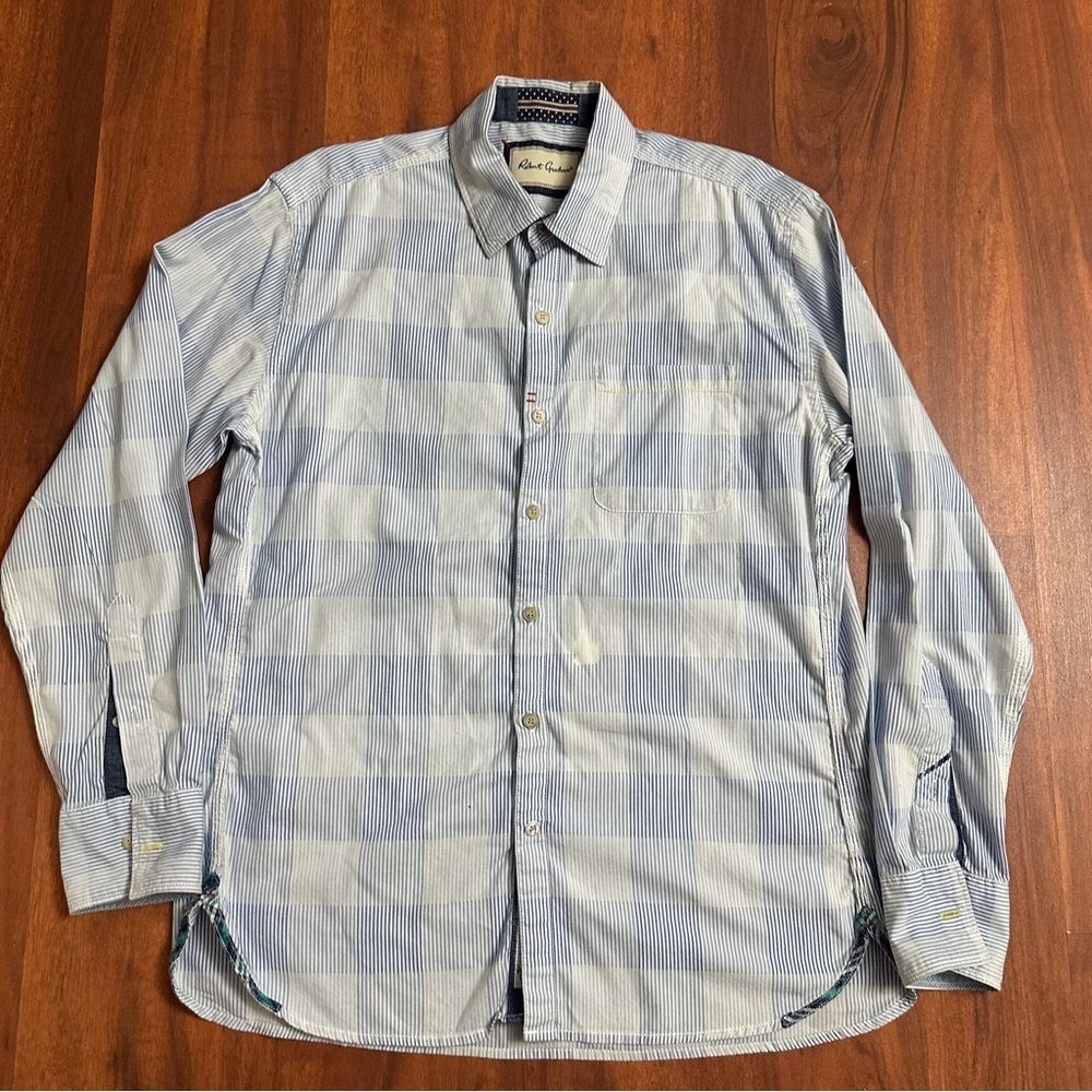 Robert Graham Blue Striped Men’s Shirt Sz M